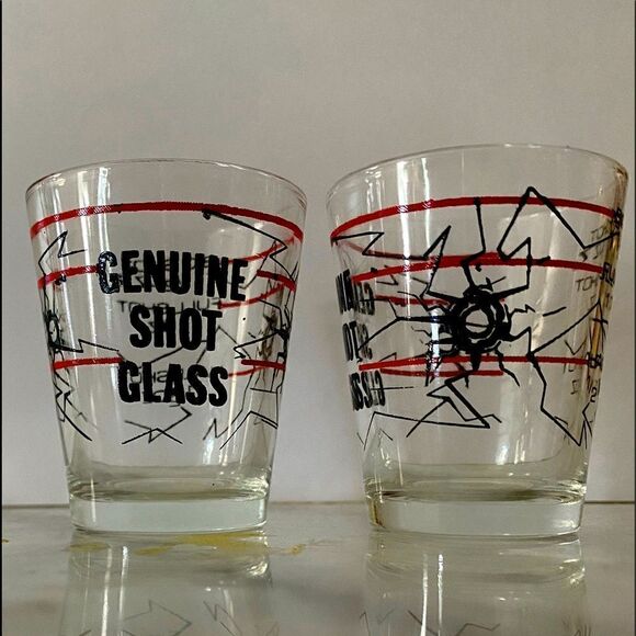 Shot glass looks like bullet hole in side vintage MCM - Picture 1 of 3